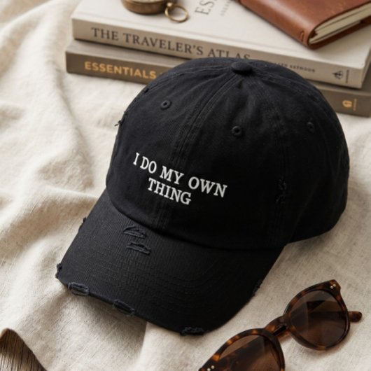 Kantiger, abgenutzter schwarzer Dad-Hat Bestickte Baseballkappe