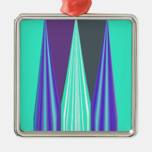 Kantiger Blau Lila Cyan Chevron Kunstdruck Silbernes Ornament