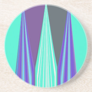 Kantiger Blau-Purple-Cyan-Chevron-Kunstprint Getränkeuntersetzer