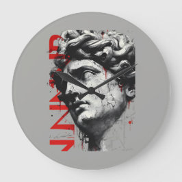 Kantiger David-Büst Modern Street Art Große Wanduhr
