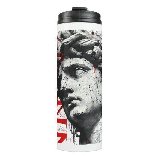 Kantiger David Bust Moderne Street Art Thermosbecher (Vorderseite)