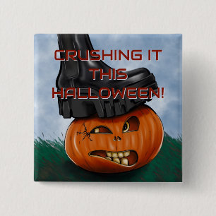 Kantiger Halloween-Stiefel-Crush-Kürbis Button
