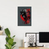 Kantiger Samurai-Krieger Japanische Tinte Rote Son Poster (Heimbüro)
