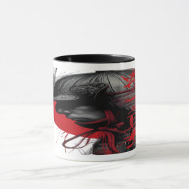 Kantiger Samurai-Krieger Japanische Tinte Rote Son Tasse