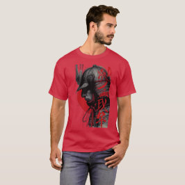 Kantiger Samurai-Krieger Japanische Tintenzeichnun T-Shirt