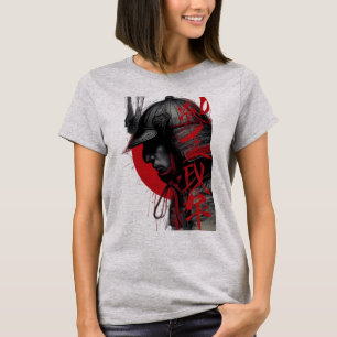 Kantiger Samurai-Krieger Rote Sonne Japanische Tin T-Shirt