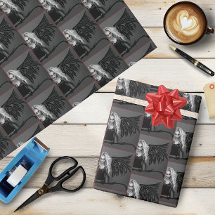 Kantiger schwarzer Stammes-Fallengel mit roten Aug Geschenkpapier