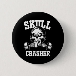 Kantiger Totenkopf Bodybuilding Langhantel Zungen  Button