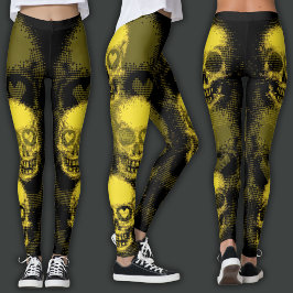Kantiger Totenkopf | Gelb & Schwarz Leggings