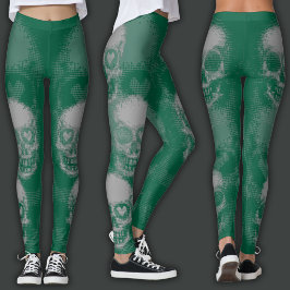 Kantiger Totenkopf | Grau & Grün Leggings