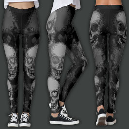 Kantiger Totenkopf | Grau & Schwarz Leggings