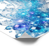Kantiges Blau BLUE ICE WAVE Druck Poster (Ecke)