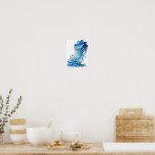 Kantiges Blau BLUE ICE WAVE Druck Poster (Küche)