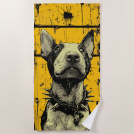 Kantiges Bull Terrier Pop Art Portrait Strandtuch