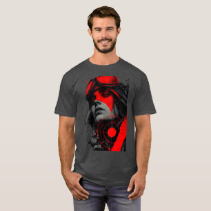 Kantiges Cyberpunk-Scharfschützen-Rotziel-Grafik-T T-Shirt