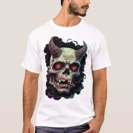 Kantiges gehörntes Oni-Monster-Grafik T-Shirt