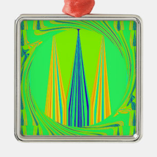 Kantiges geometrisches Neon-Design Silbernes Ornament