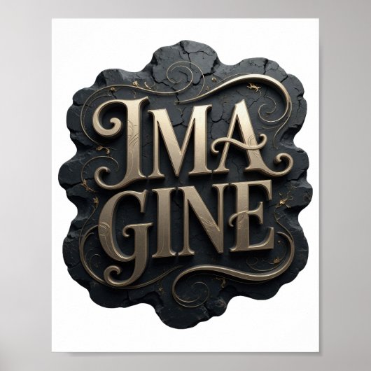 Kantiges Gold IMAGINE Textdesign Poster (Vorne)