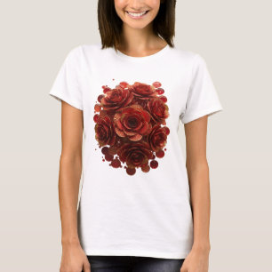 Kantiges Gold ROTEN ROSEN UND GLASBLASEN Design T-Shirt