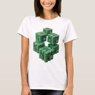Kantiges grünes GREEN COINS künstlerisches Motiv T-Shirt