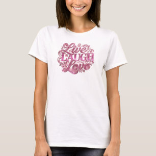 Kantiges LIVE LACH LIEBE Kreativ-Print T-Shirt