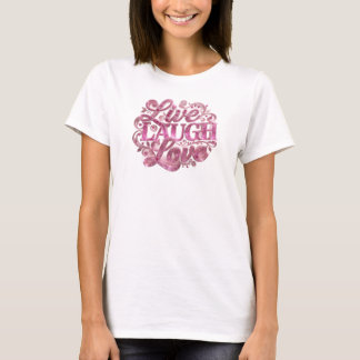 Kantiges LIVE LACH LIEBE Kreativ-Print T-Shirt
