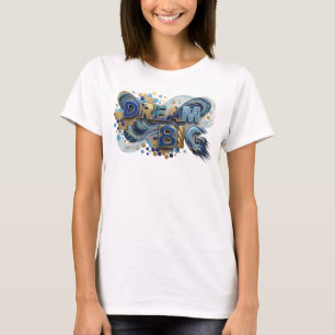 Kantiges Navy DREAM BIG Druck T-Shirt
