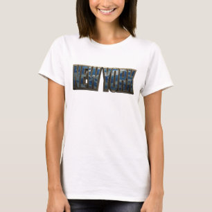 Kantiges Navy NEW YORK Textdesign T-Shirt
