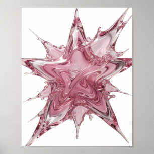Kantiges Pink WATER SPLASH 3D Text Kunst Poster