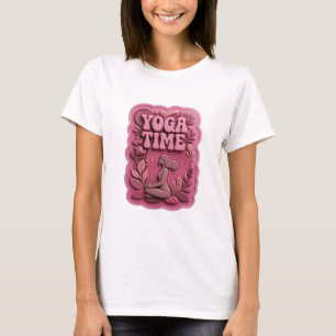 Kantiges Pink YOGA TIME Tragbare Kunst T-Shirt