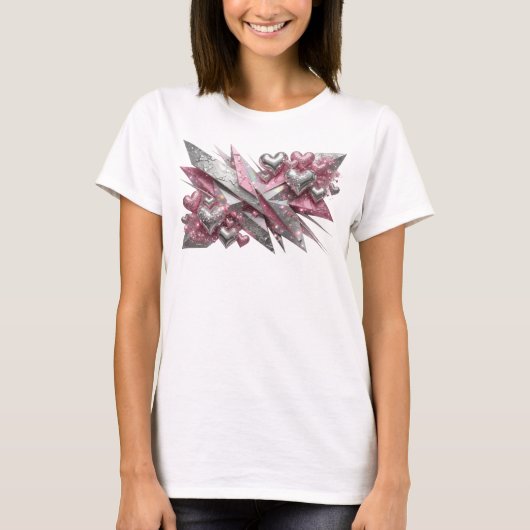 Kantiges rotes ABSTRACT ART Design T-Shirt (Vorderseite)