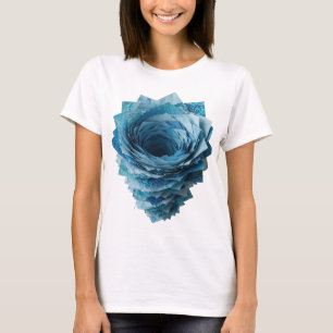Kantiges Silber BLAUE BLUMEN Grafikdesign T-Shirt