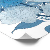 Kantiges Silber BLAUE ROSEN Design Poster (Ecke)