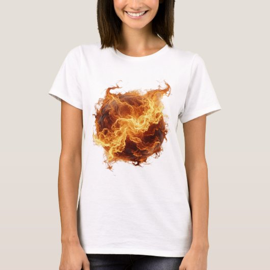 Kantiges Silber FIREBALL Grafikdesign T-Shirt (Vorderseite)