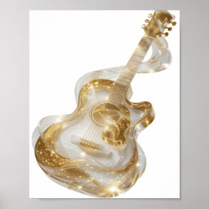 Kantiges Silber GOLDENE GITARRE Statement Design Poster