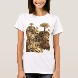 Kantiges Silber GOLDENE MÜNZEN WALD Design T-Shirt