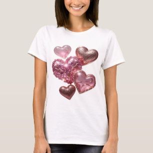 Kantiges Silber HEARTS OF LOVE Statement T-Shirt