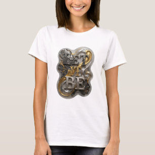 Kantiges Silber LET IT BE Textdesign T-Shirt