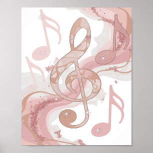 Kantiges Silber MUSIC IN THE AIR Zitat-Design Poster