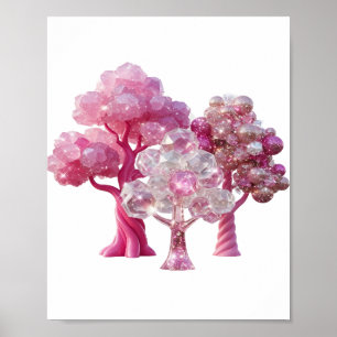 Kantiges Silber PINK DIAMOND TREES Zitat-Shirt Poster