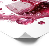 Kantiges Silber PINK WEIN Text Design Poster (Ecke)