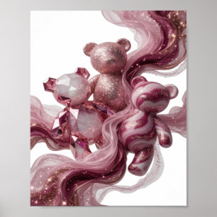 Kantiges Silber SWAROVSKI BÄREN Modedesign Poster