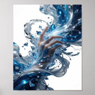 Kantiges Silber WATER MAGIC Slogandesign Poster