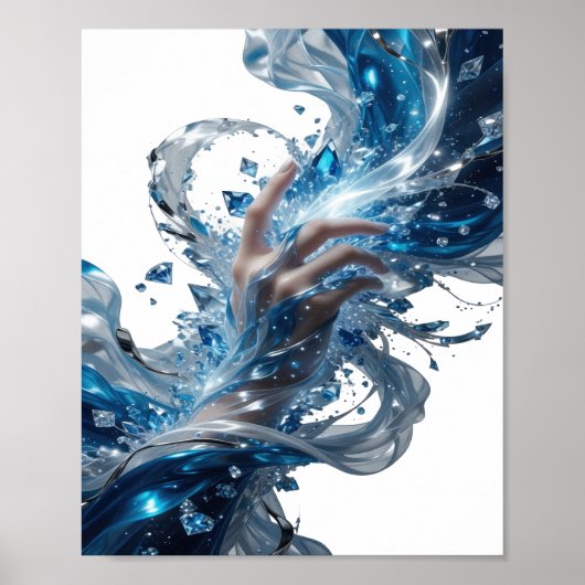 Kantiges Silber WATER MAGIC Slogandesign Poster (Vorne)