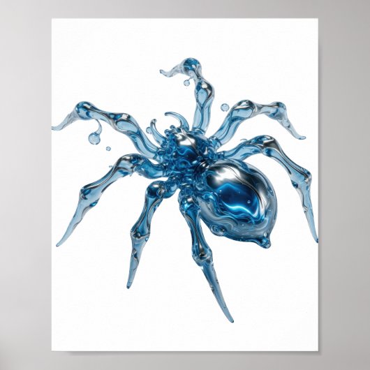Kantiges Silber WATER SPIDER Druck Poster (Vorne)