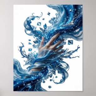 Kantiges Silber WATER'S WIZARDRY Fettes Design Poster
