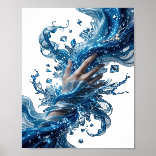 Kantiges Silber WATER'S WIZARDRY Fettes Design Poster (Vorne)
