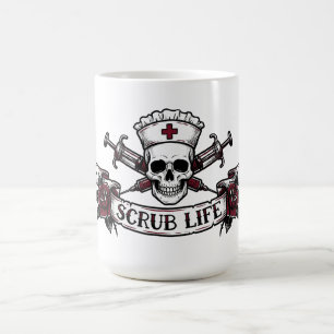 Kantiges Tattoo-Totenkopf-Krankenschwester-Scrub-L Kaffeetasse