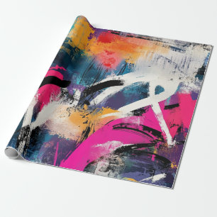 Kantiges urbanes Graffiti mit lebendigen Farbsprit Geschenkpapier