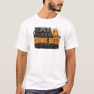Kantiges Weiß EAT SLEEP DRINK BEER REPEAT 2 BG T-Shirt